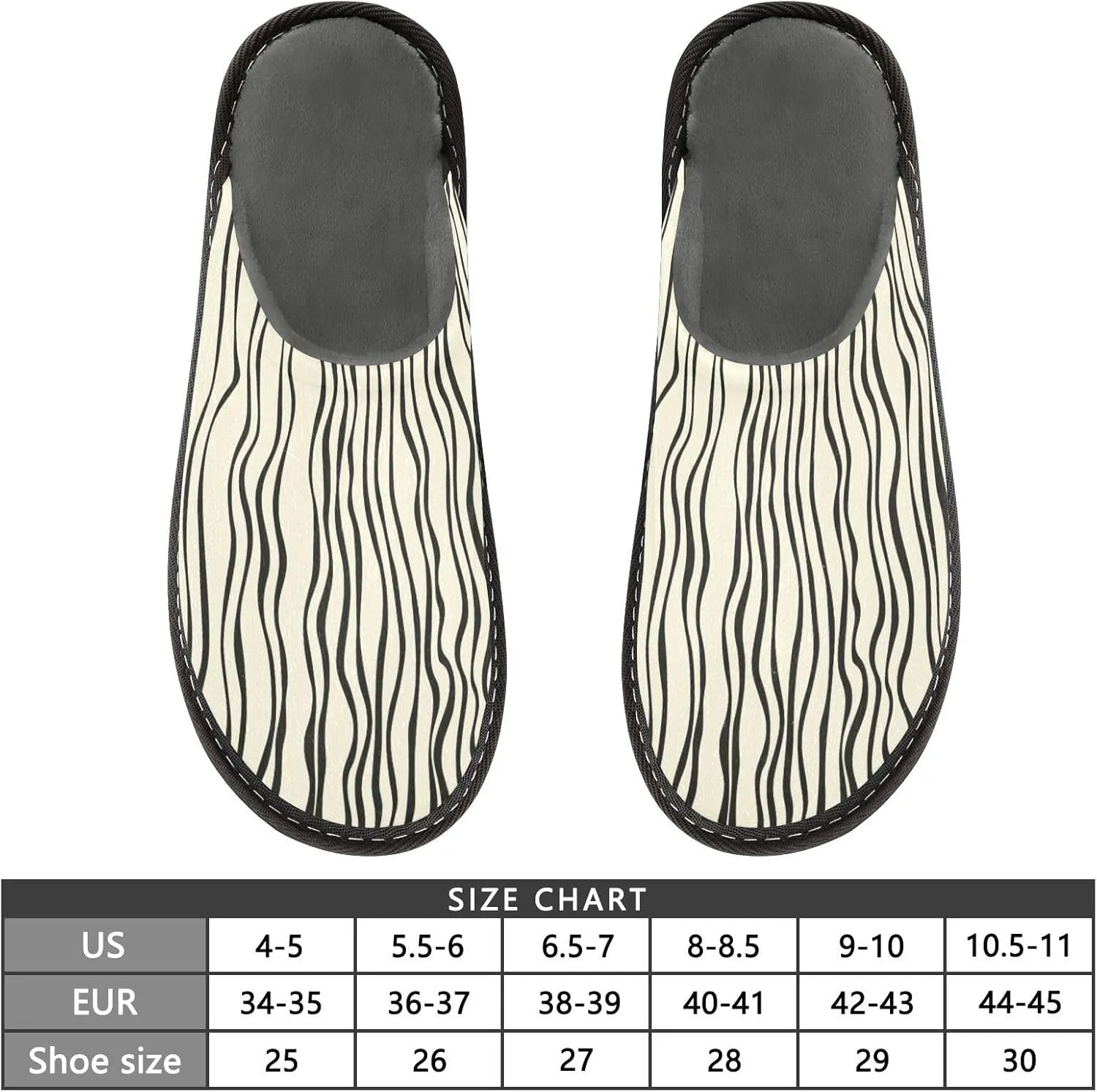 Nander Minimalist Wave Stripes Women's House Slippers,Men's Non-slip Fuzzy Slippers Soft Comfy Memory Foam Indoor Outdoor House Shoes-25