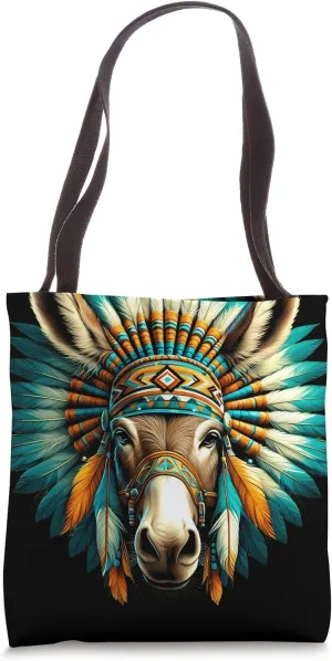 Native Indian Mule Native American Indian Feathers Tote Bag