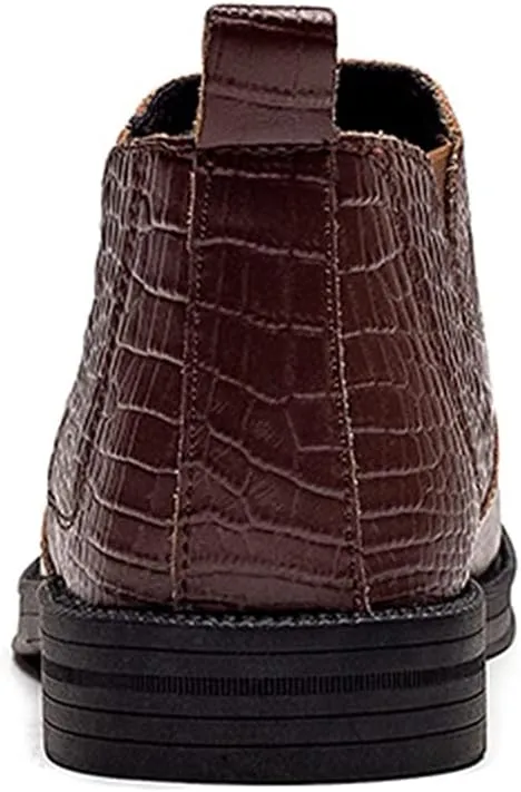 New Men's Chelsea Ankle Boots Elastic Bandage Crocodile Print Breathable Cowhide Leather Slip On Anti-slip Non Slip Waterproof Classic Casual Pull On