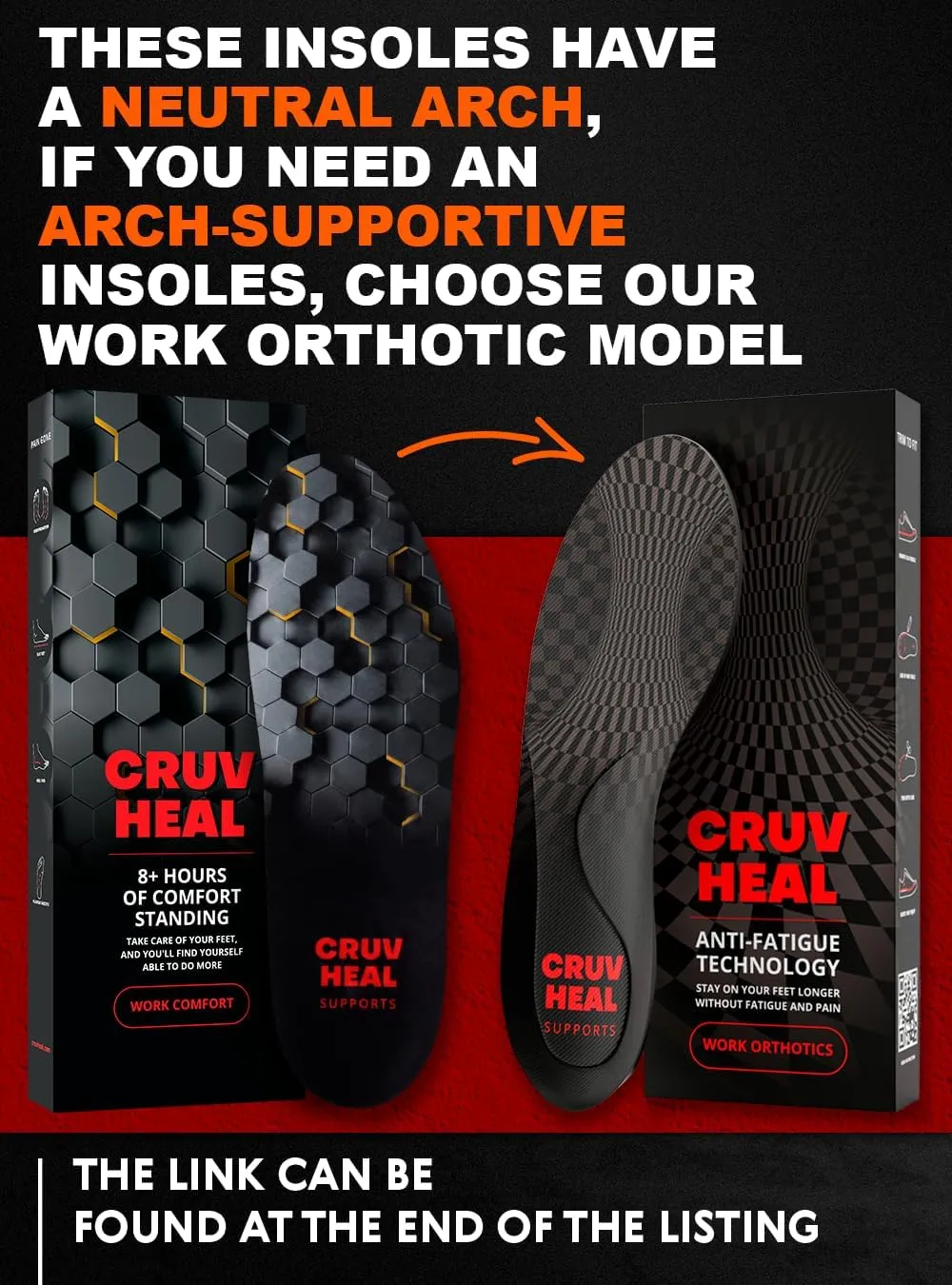 (New) Work Comfort Orthotic Insoles - Anti Fatigue Shoe Insert Men Women - Low Arch Support - Shock Absorption - Foot Pain Relief - Work Boot Insoles (Black Hexagons, XL)