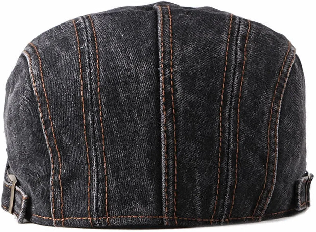 Newsboy Hats for Men Spring Summer Solid Color Newsboy Caps Men Washed Denim Cotton Flat Peaked Cap Women Painter B
