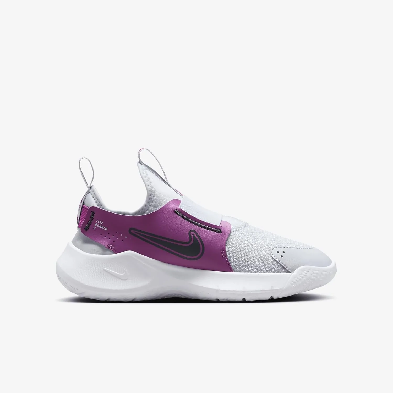 Nike Flex Runner 3 Big Kids' Road Running Shoes (FN1294-007, Football Grey/Hot Fuchsia/White/Thunder Blue)