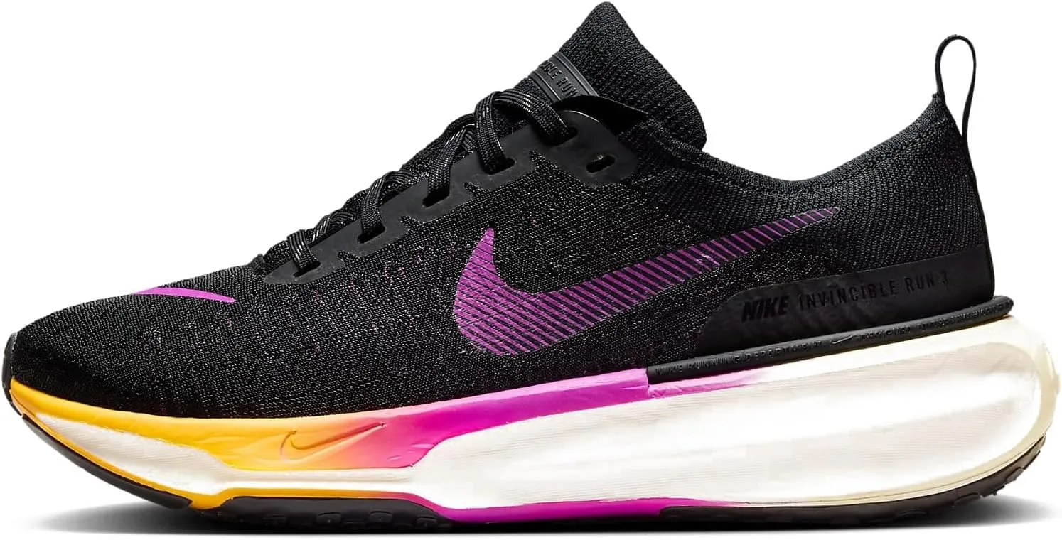 Nike Invincible 3 Women's Road Running Shoes (DR2660-006, Black/Laser Orange/Coconut Milk/Hyper Violet) Size 7