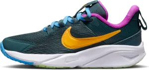 Nike Star Runner 4 Little Kids' Shoes (DX7614-300, Deep Jungle/Hyper Violet/Vapor Green/Sundial) Size 2