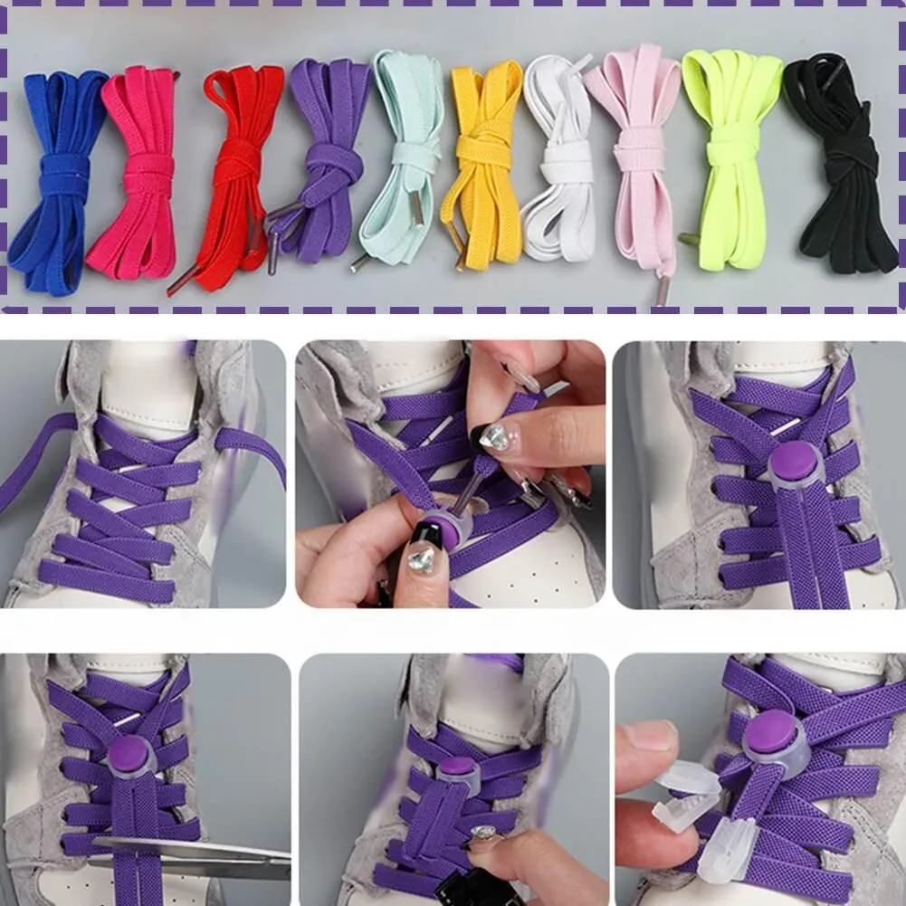 No Tie Locking Shoe Laces - Easy Fit Elastic Lace System