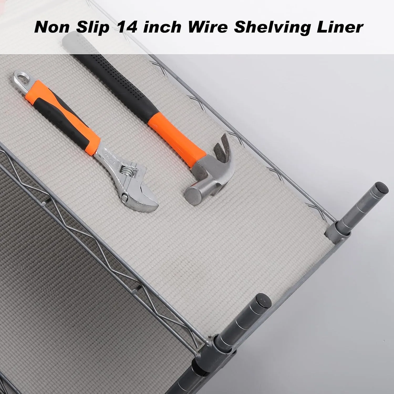 Non-Slip Shelf Liner for Drawer Grey: 13.4 x 98.4 Inch Foam Toolbox Drawer Mat - 5 MM Thick Easy to Cut Heavy Duty Liner for 14" Wide Wire Pantry Shelves