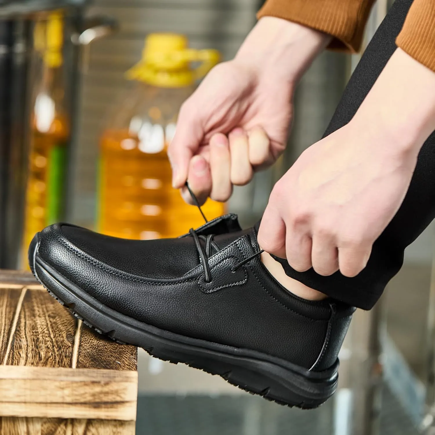 Non Slip Work Shoes for Men Women Waterproof Slip Resistant Shoes Kitchen Chef Restaurant Lightweight Slip on Loafers