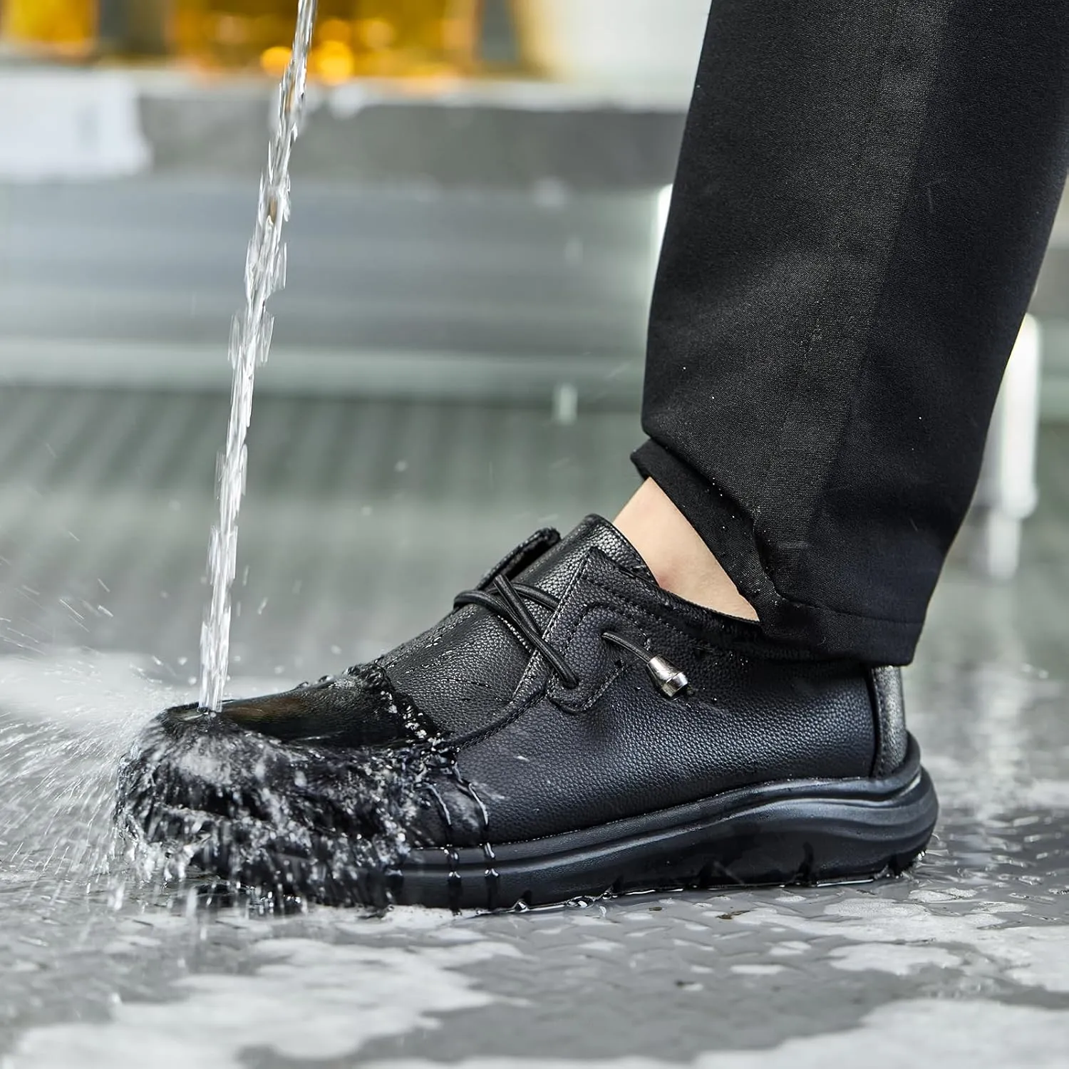 Non Slip Work Shoes for Men Women Waterproof Slip Resistant Shoes Kitchen Chef Restaurant Lightweight Slip on Loafers