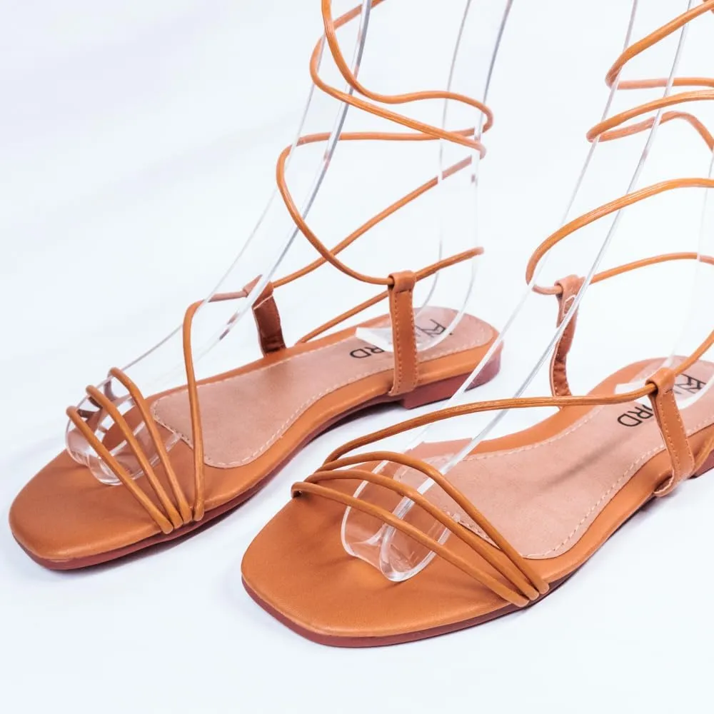 Nord Amaryllis Womens Lace up Flat Sandals with Ankle Strap Summer Criss-Cross Gladiator Shoes