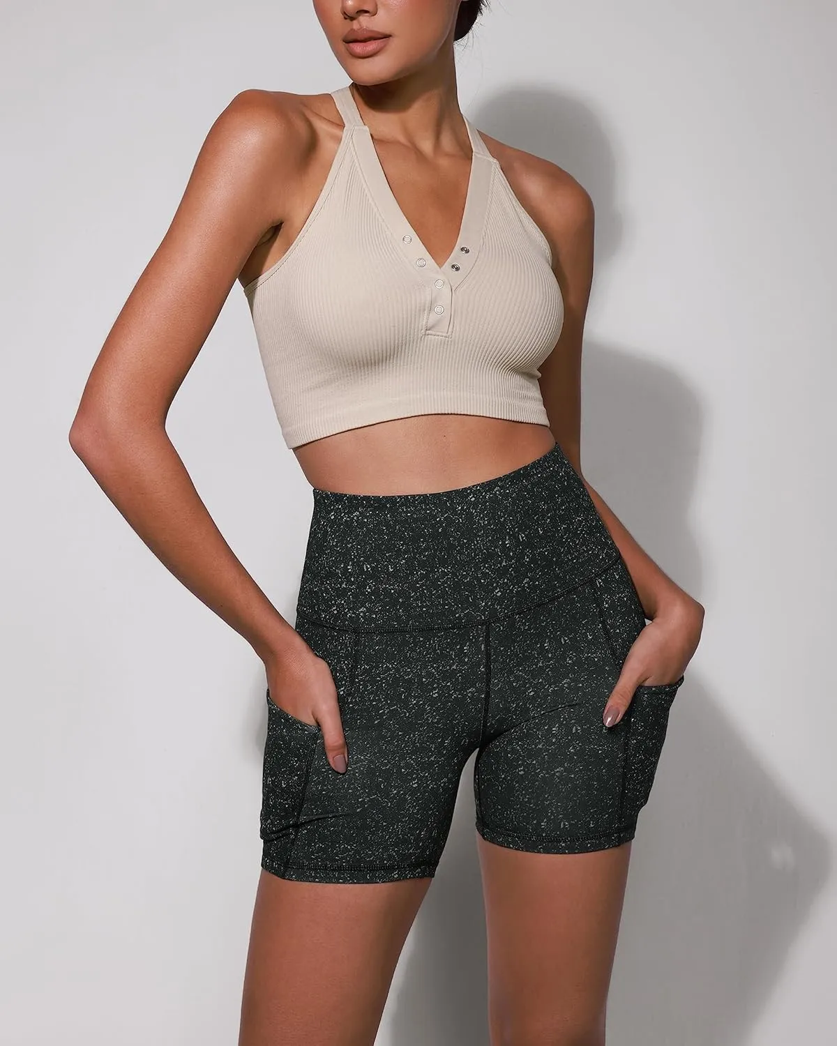 ODODOS Women's Tummy Control Biker Shorts 2.0 with Pockets High Waist Athletic Workout Yoga Shorts-5" / 8" / 10" Inseam