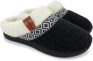 ofoot Womens Winter Warm Cozy House Fur Slippers Slip On Bedroom Shoes Memory Foam Lamb Wool Fleece Lining Indoor Ourdoor Non Skid Rubber Hard Soles