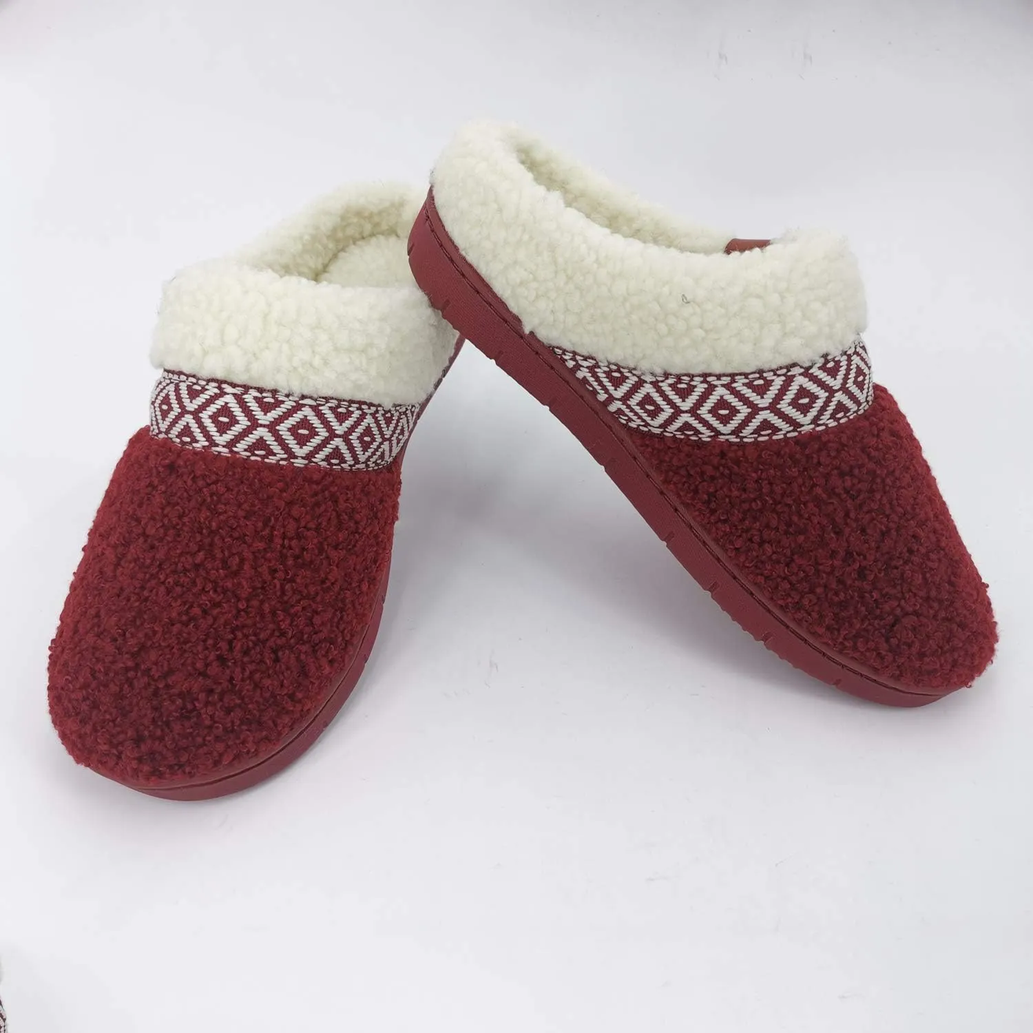 ofoot Womens Winter Warm Cozy House Fur Slippers Slip On Bedroom Shoes Memory Foam Lamb Wool Fleece Lining Indoor Ourdoor Non Skid Rubber Hard Soles