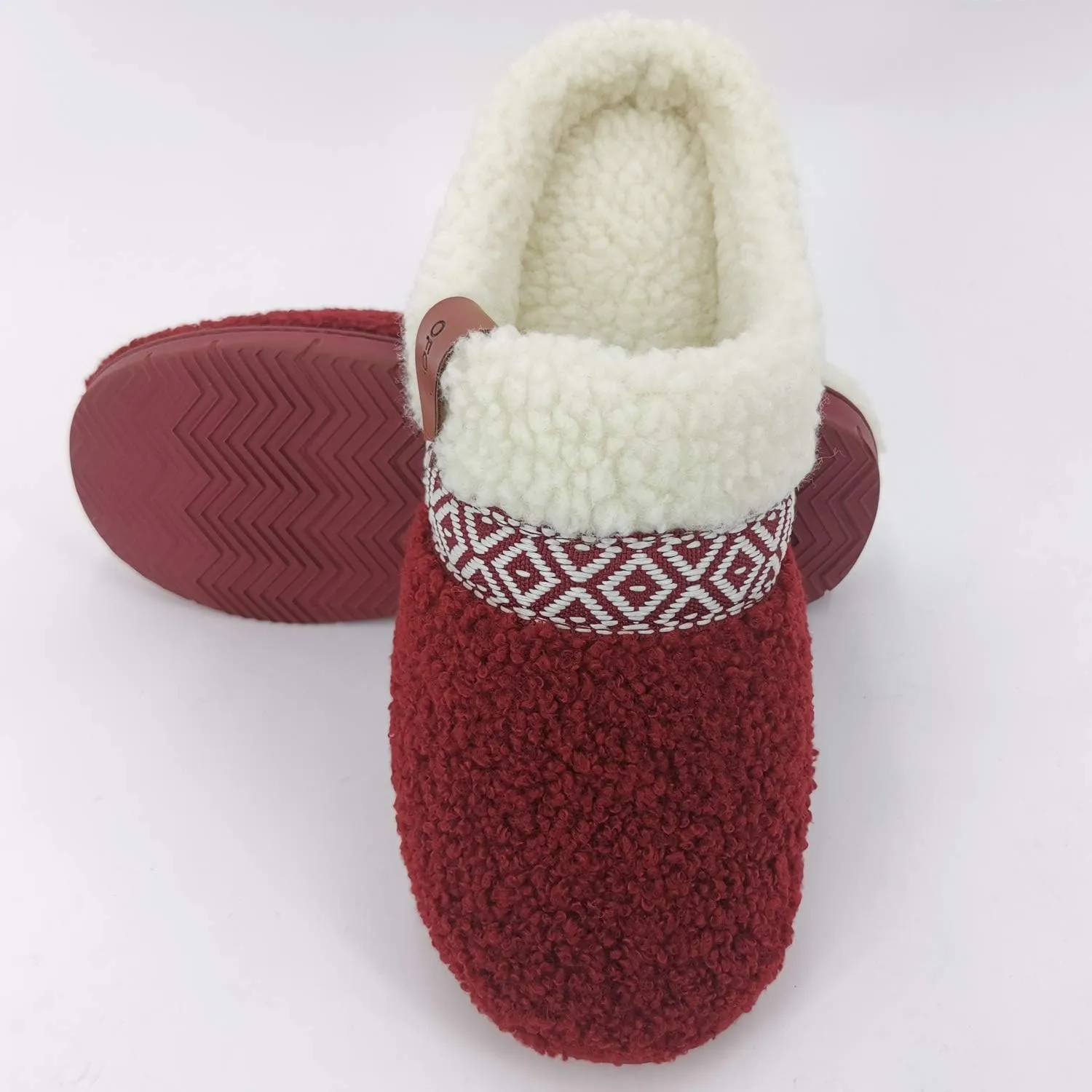 ofoot Womens Winter Warm Cozy House Fur Slippers Slip On Bedroom Shoes Memory Foam Lamb Wool Fleece Lining Indoor Ourdoor Non Skid Rubber Hard Soles