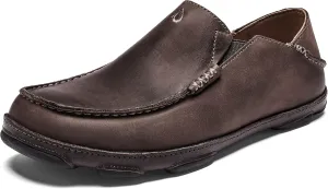 OLUKAI Moloa Men's Premium Leather Shoes, Easy Slip On & Off Design, Casual & Versatile Loafer, Drop-in Heel & Enhanced Traction, Dk Wood/Dk Java, 13