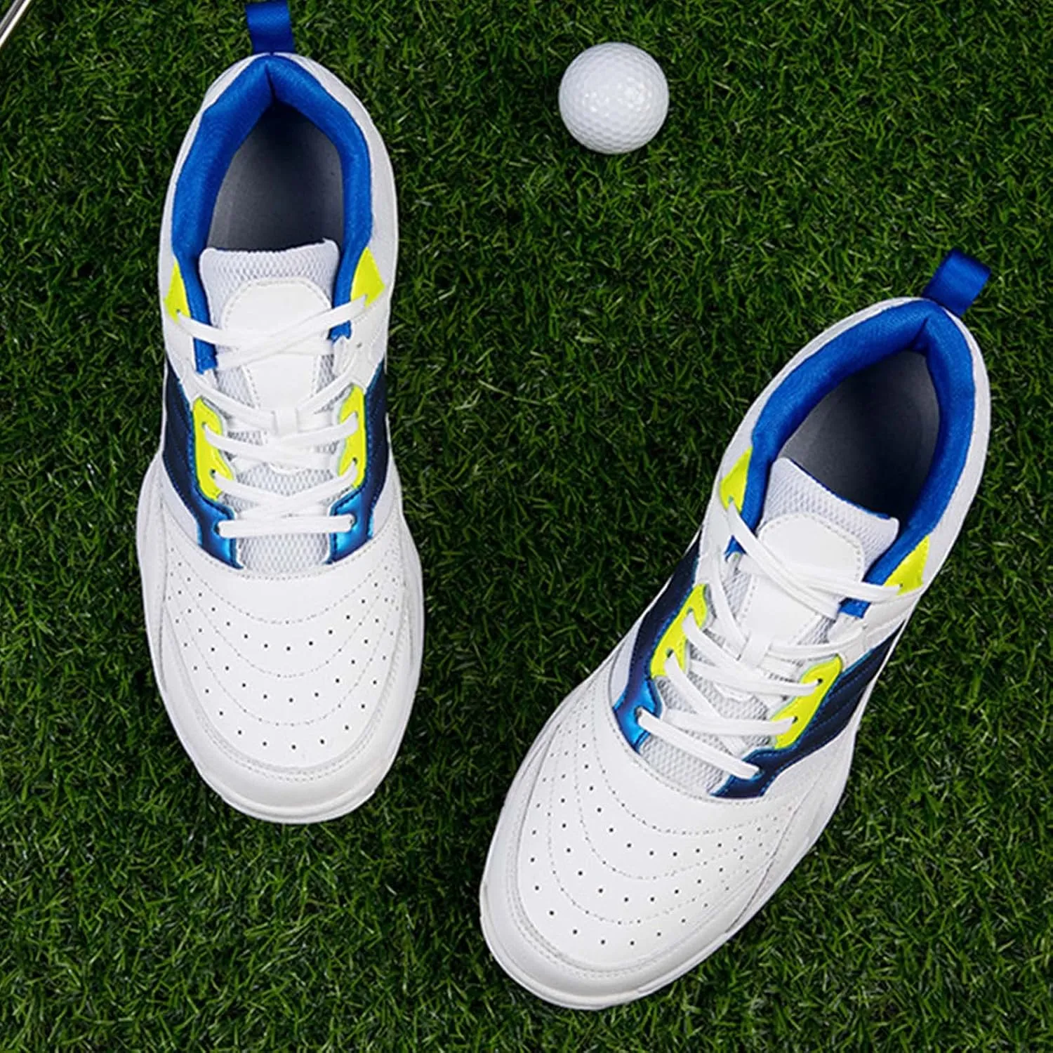 ONAIC Men's Golf Shoes Leather Waterproof Sneakers Breathable Anti-Skid Golf Trainers Wide Fitting Comfort Big Size