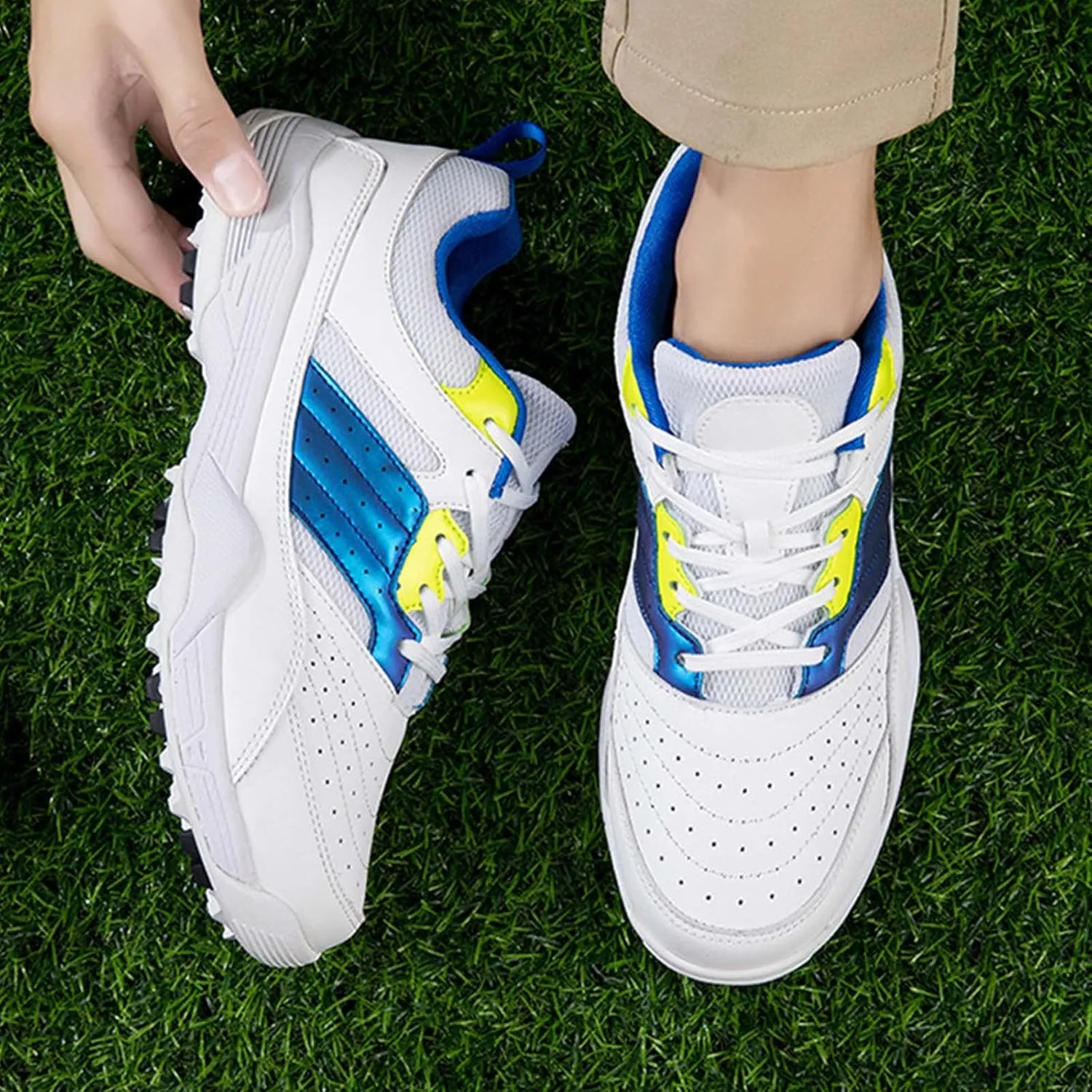 ONAIC Men's Golf Shoes Leather Waterproof Sneakers Breathable Anti-Skid Golf Trainers Wide Fitting Comfort Big Size