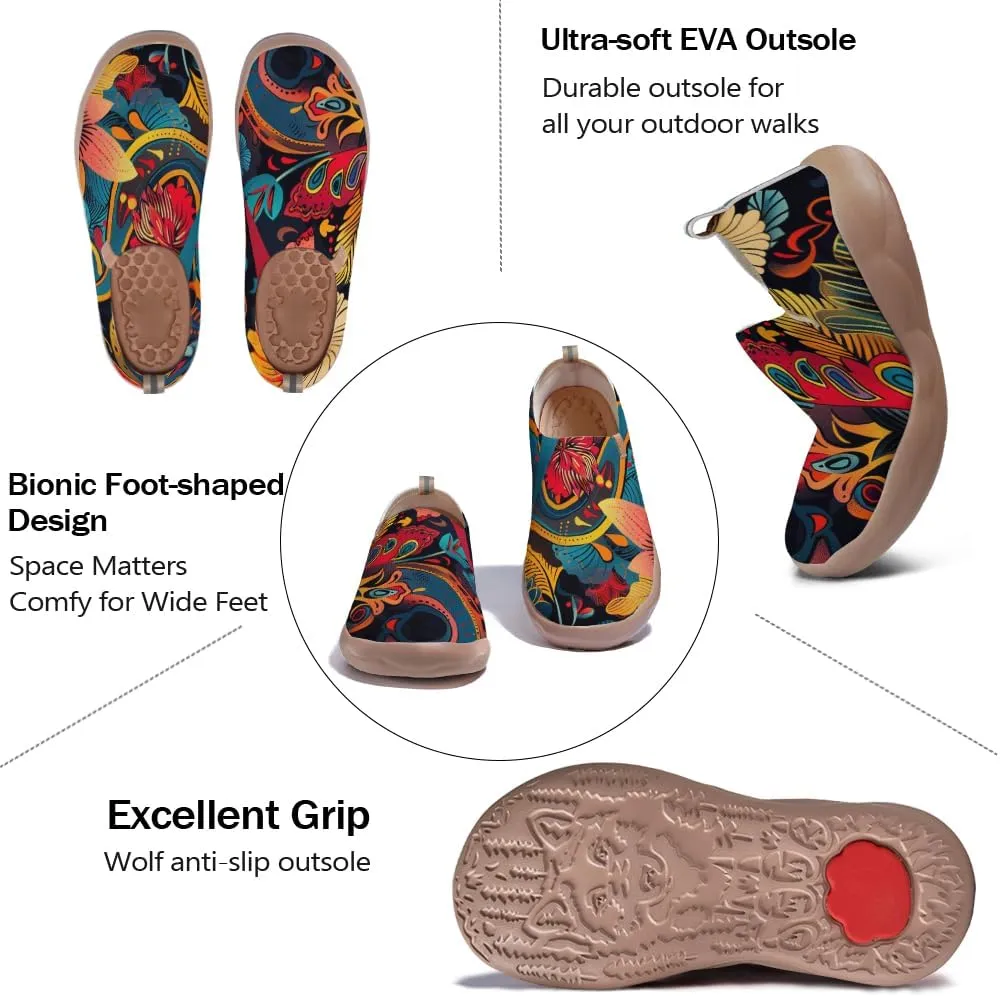 Onehorse Women's Casual Travel Shoes Paisley Painted Breathable Sock Slip-Ons Loafers Knit Tennis Sneakers