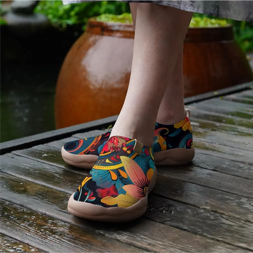 Onehorse Women's Casual Travel Shoes Paisley Painted Breathable Sock Slip-Ons Loafers Knit Tennis Sneakers