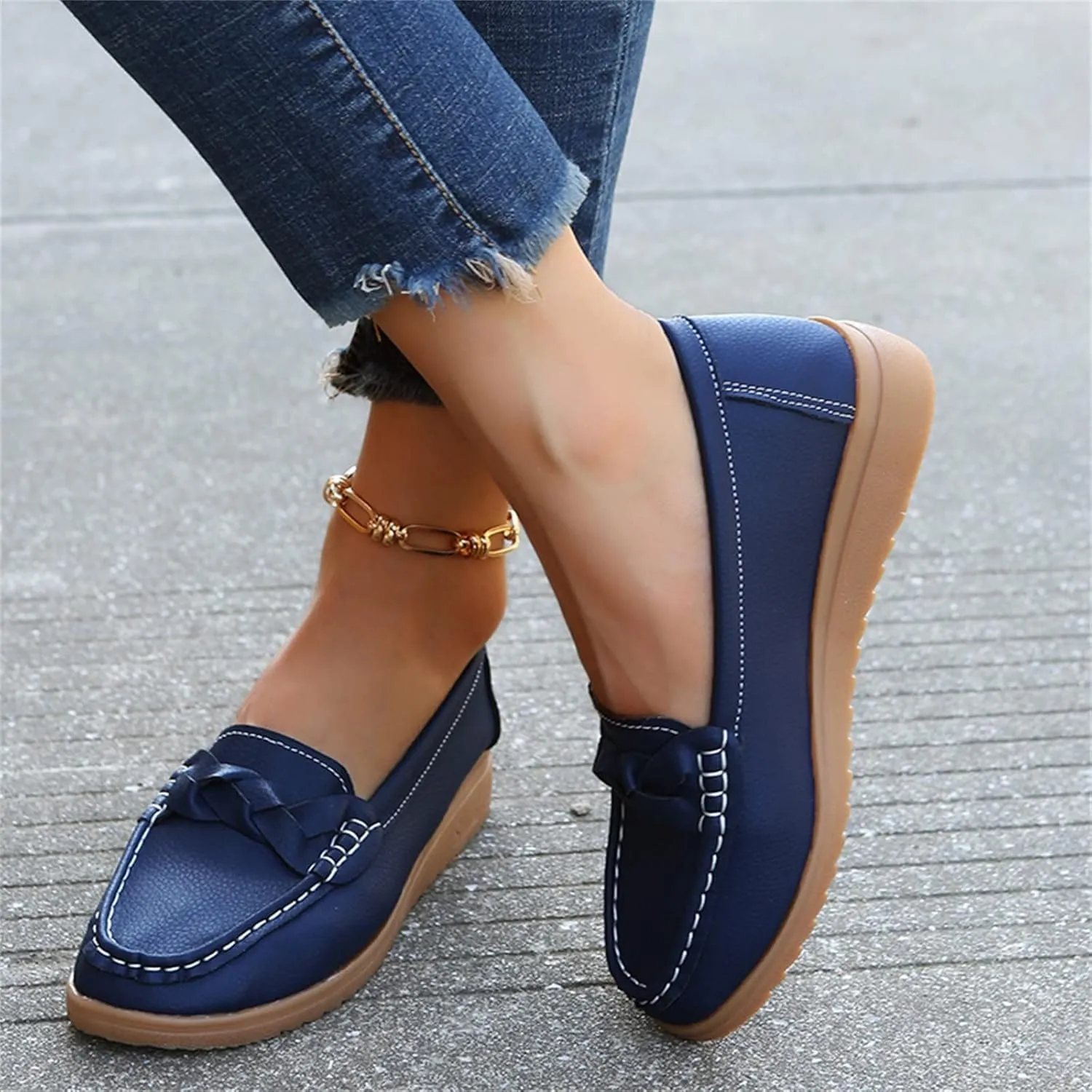 Orthopedic Loafers in Breathable Leather, Wide Size Casual Leather Orthopedic Sandals, Orthopedic Shoes for Women