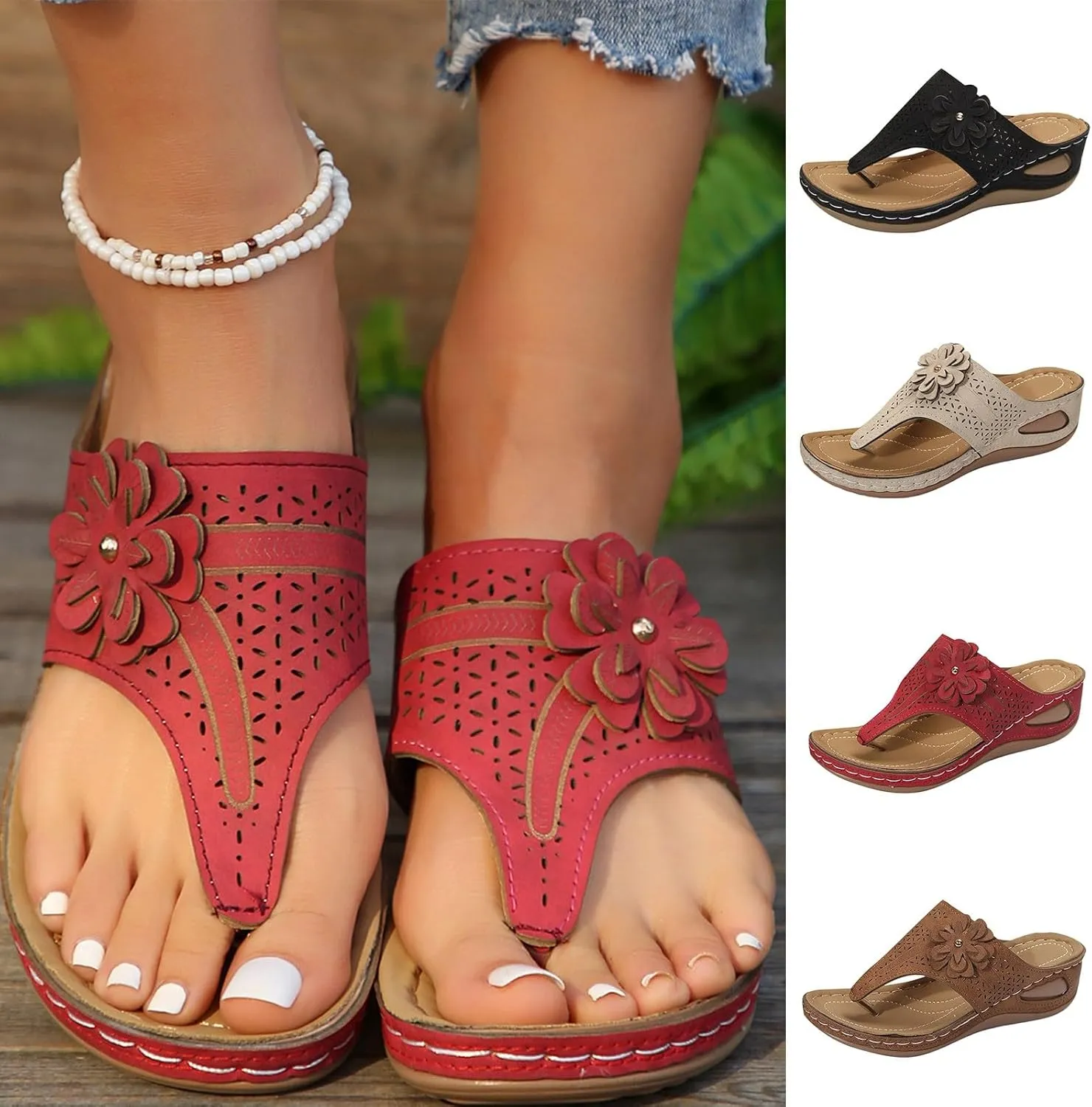 Orthopedic Sandals for Women, Women Summer Comfortable Sandals Arch Support Wedge Sandals 2025 Flip Flops Sandals