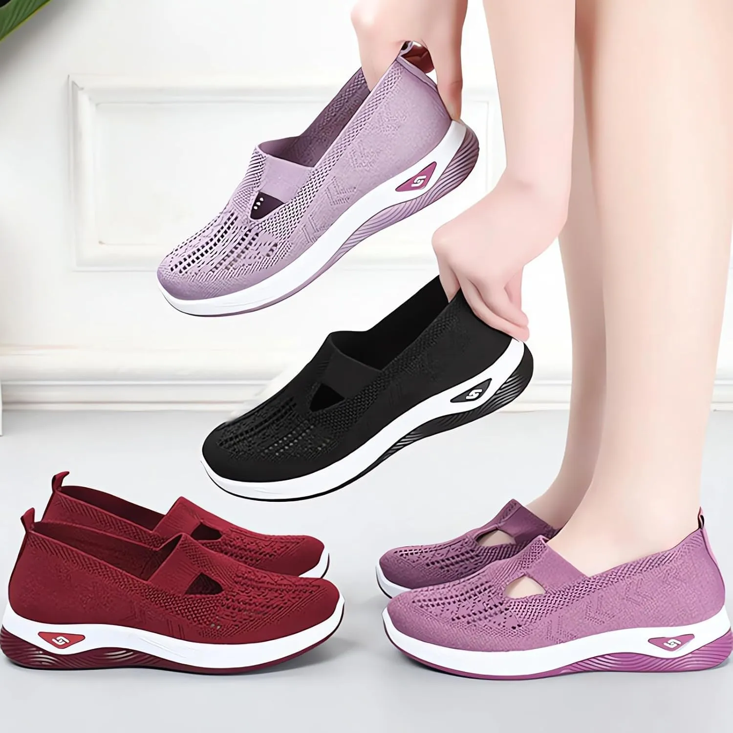 Orthopedic Shoes for Women Woven Orthopedic Breathable Soft Shoes Comfort Wear Orthowear Shoe Mesh Walking Sneakers