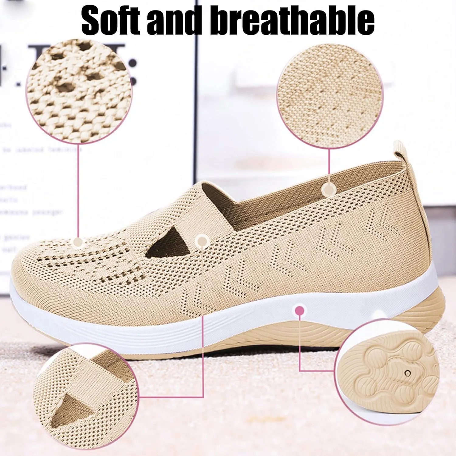 Orthopedic Shoes for Women，Breathable Comfort Wear Orthowear Walking Shoes，Cushionaire Wide Width Sneakers Diabetic Arch Support Sneakers Soft Slip On Shoe Comfortable