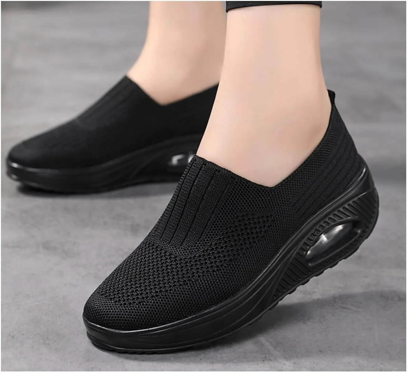 Orthopedic Sneakers for Women Slip-on Light Air Cushion Wedge Walking Shoes Mesh Arch Support Orthopedic Sneakers