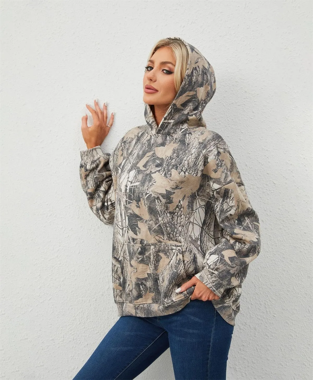 Oversized Leopard Print Hoodie for Women Men Long Sleeve Hooded Sweatshirts Cute Pullover with Pocket