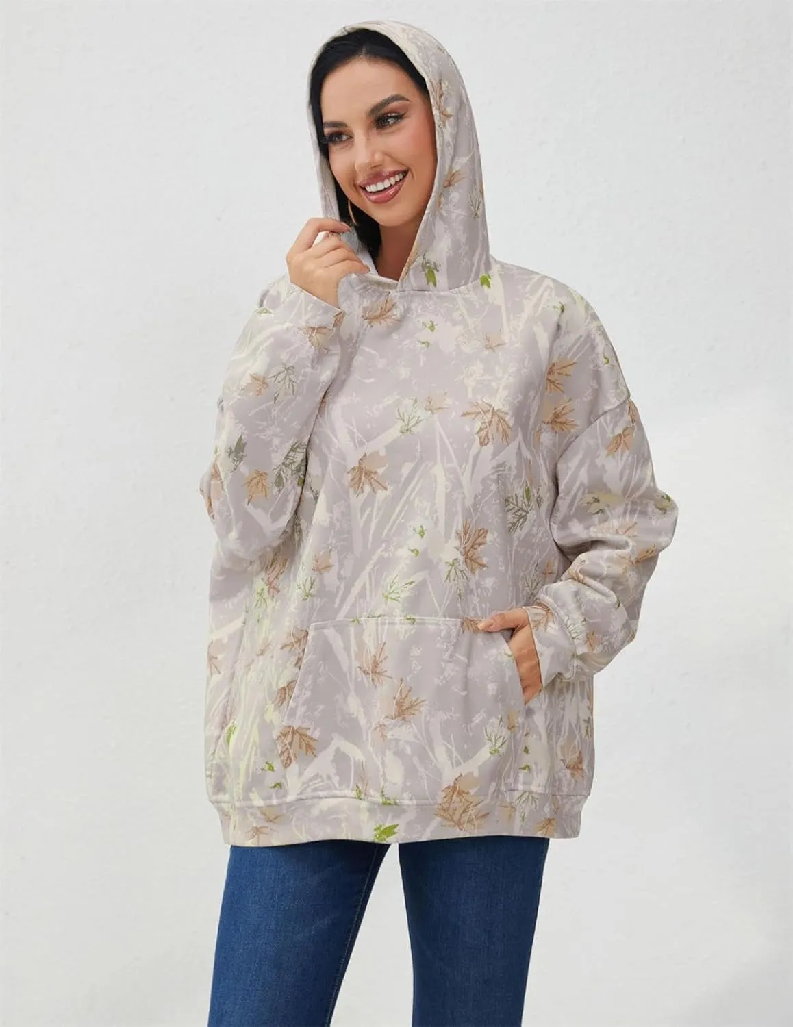 Oversized Leopard Print Hoodie for Women Men Long Sleeve Hooded Sweatshirts Cute Pullover with Pocket