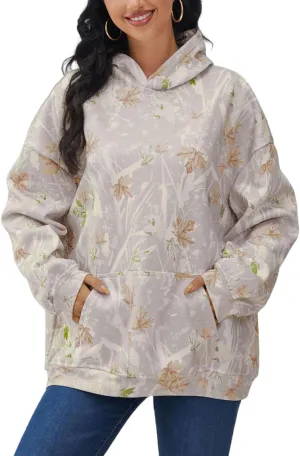 Oversized Leopard Print Hoodie for Women Men Long Sleeve Hooded Sweatshirts Cute Pullover with Pocket