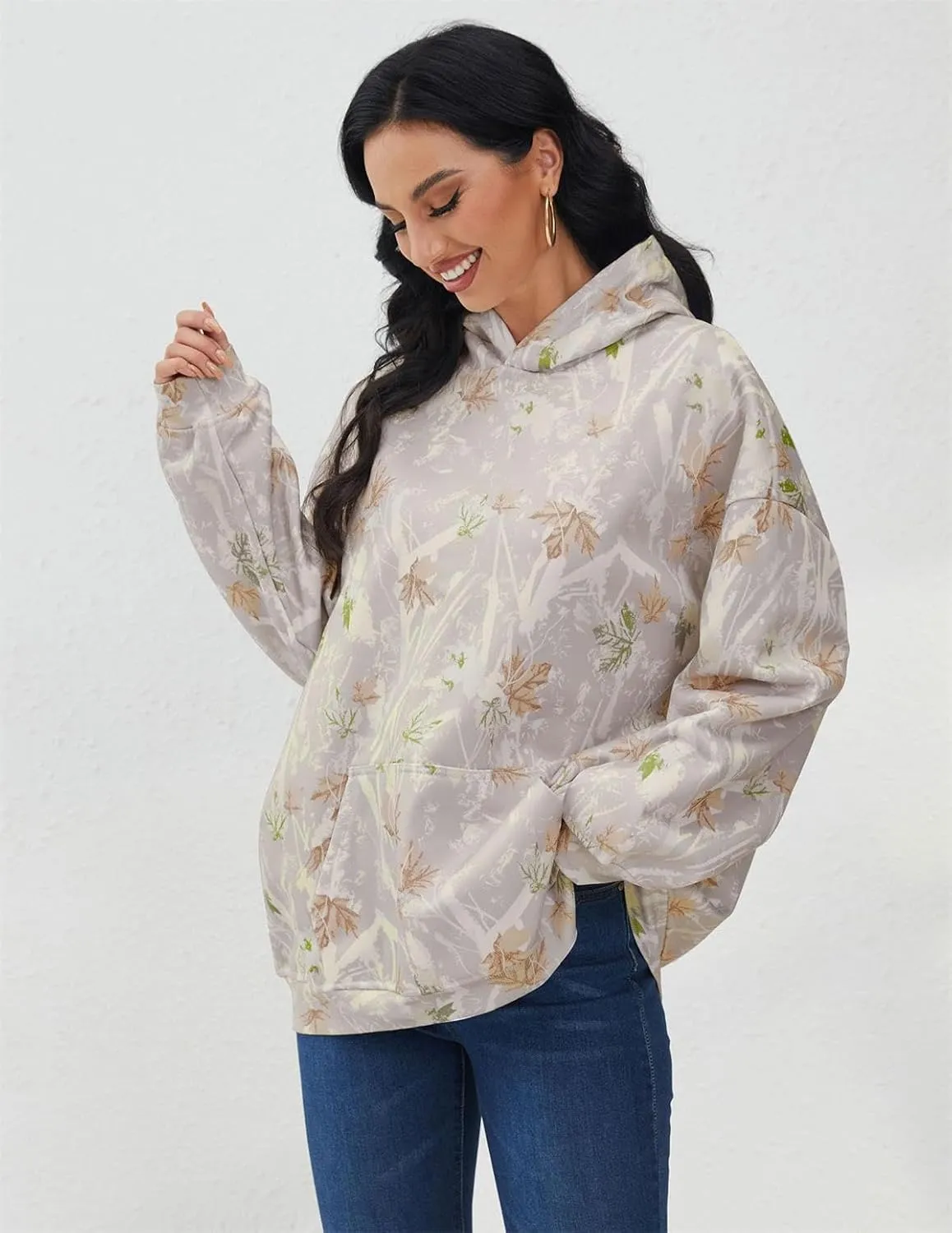 Oversized Leopard Print Hoodie for Women Men Long Sleeve Hooded Sweatshirts Cute Pullover with Pocket