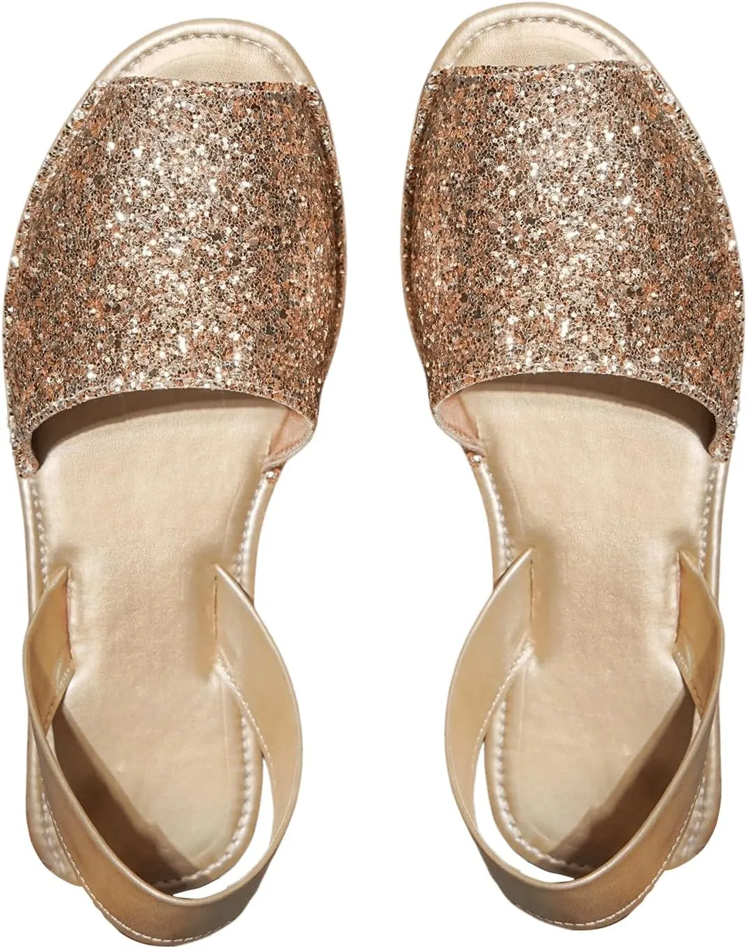 OYOANGLE Women's Peep Toe Slingback Flat Sandals Summer Comfortable Outdoor Casual Slides