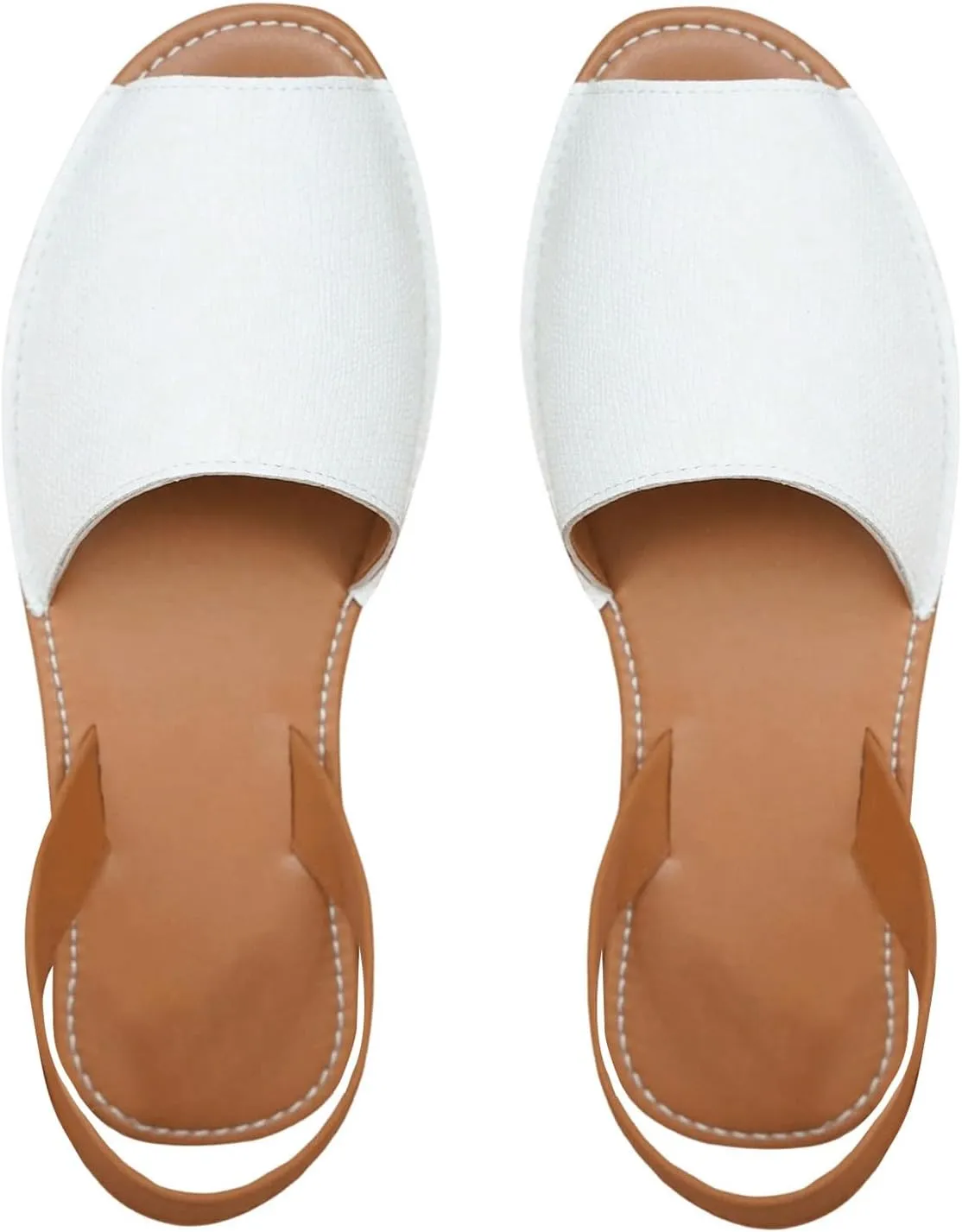 OYOANGLE Women's Peep Toe Slingback Flat Sandals Summer Comfortable Outdoor Casual Slides