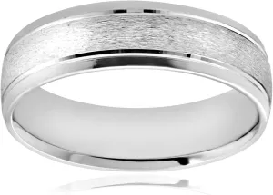 P3 POMPEII3 6MM Platinum Mens Wedding Band Brushed Comfort Fit Flat Ring