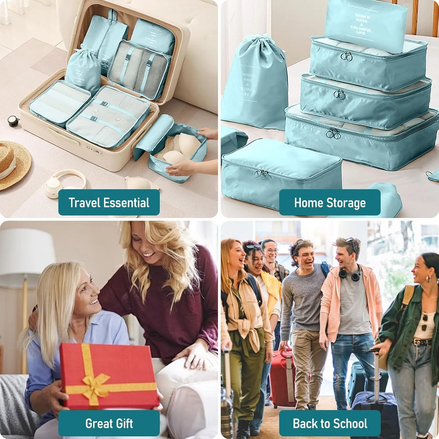Packing Cubes for Travel - 10 Set Luggage Organizer Bags for Family, Mesh Breathable Travel Packing Cubes for Suitcases Durable Essentials Bags Set