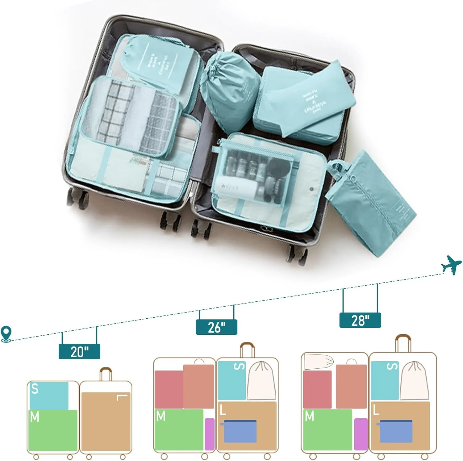 Packing Cubes for Travel - 10 Set Luggage Organizer Bags for Family, Mesh Breathable Travel Packing Cubes for Suitcases Durable Essentials Bags Set