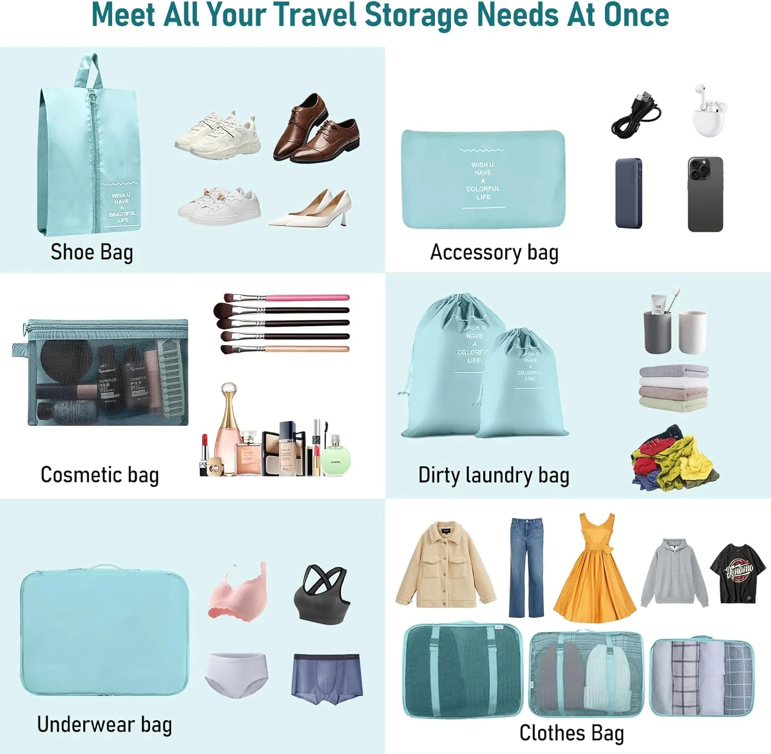 Packing Cubes for Travel - 10 Set Luggage Organizer Bags for Family, Mesh Breathable Travel Packing Cubes for Suitcases Durable Essentials Bags Set