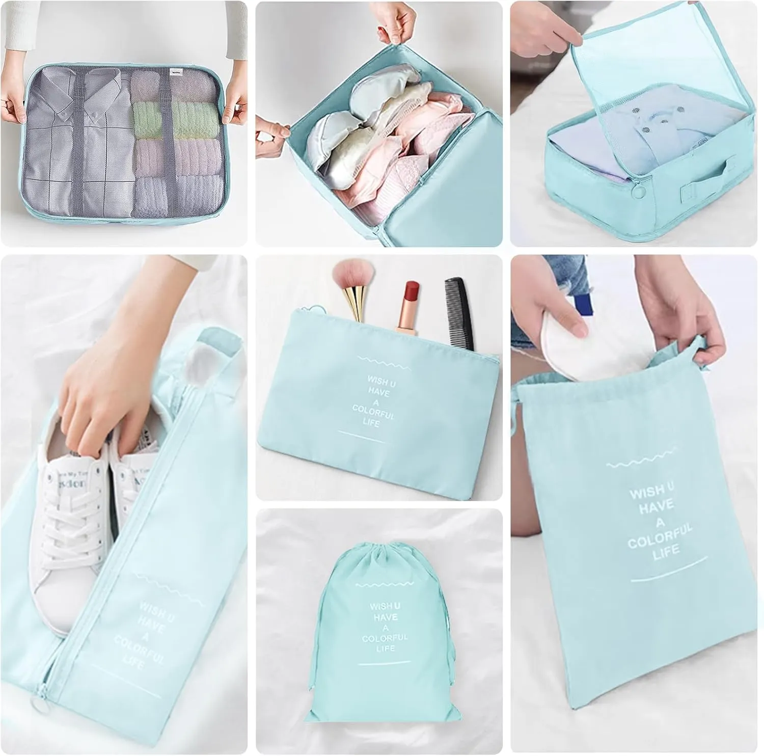 Packing Cubes for Travel - 10 Set Luggage Organizer Bags for Family, Mesh Breathable Travel Packing Cubes for Suitcases Durable Essentials Bags Set