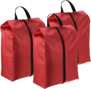 PATIKIL Shoe Bags for Travel, 3 Pack Portable Nylon Shoe Bag with Zipper Waterproof Shoe Storage Organizer for Travel Outdoor, Red