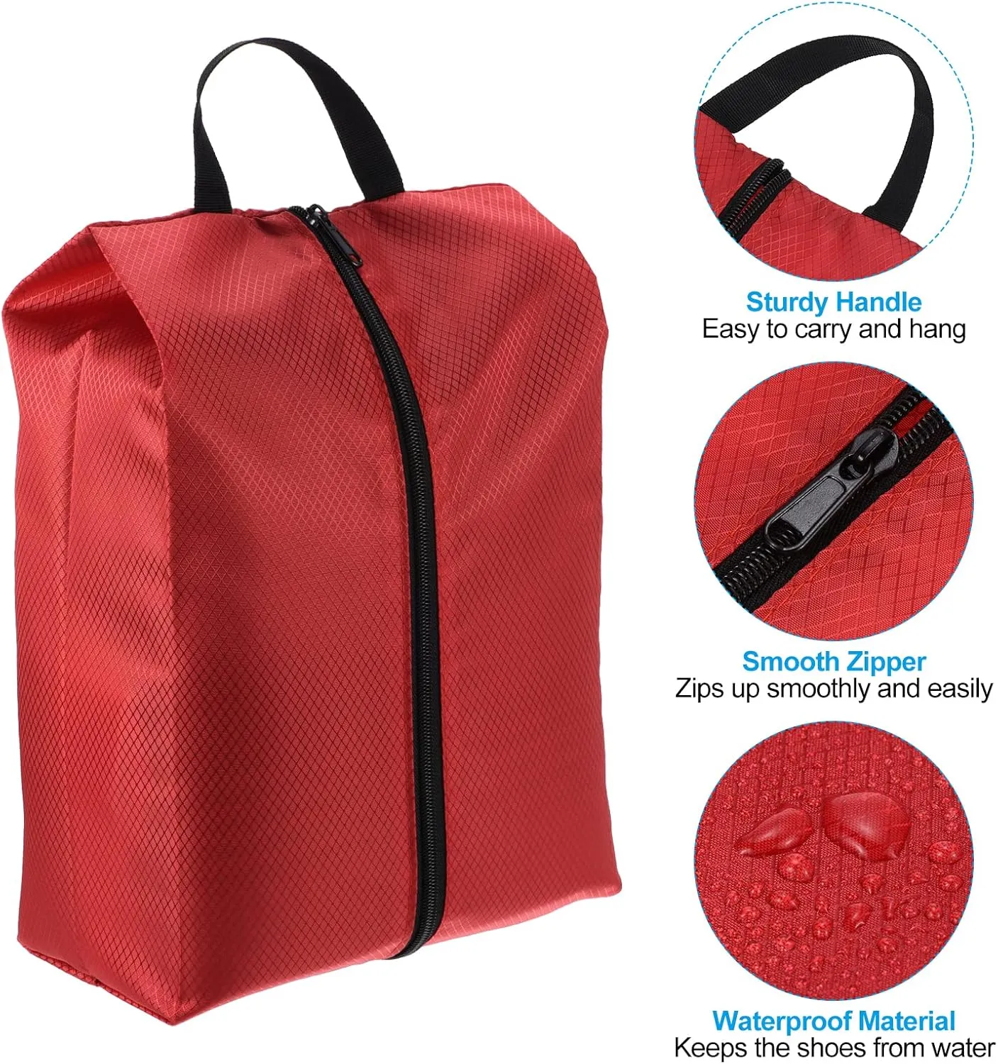 PATIKIL Shoe Bags for Travel, 3 Pack Portable Nylon Shoe Bag with Zipper Waterproof Shoe Storage Organizer for Travel Outdoor, Red