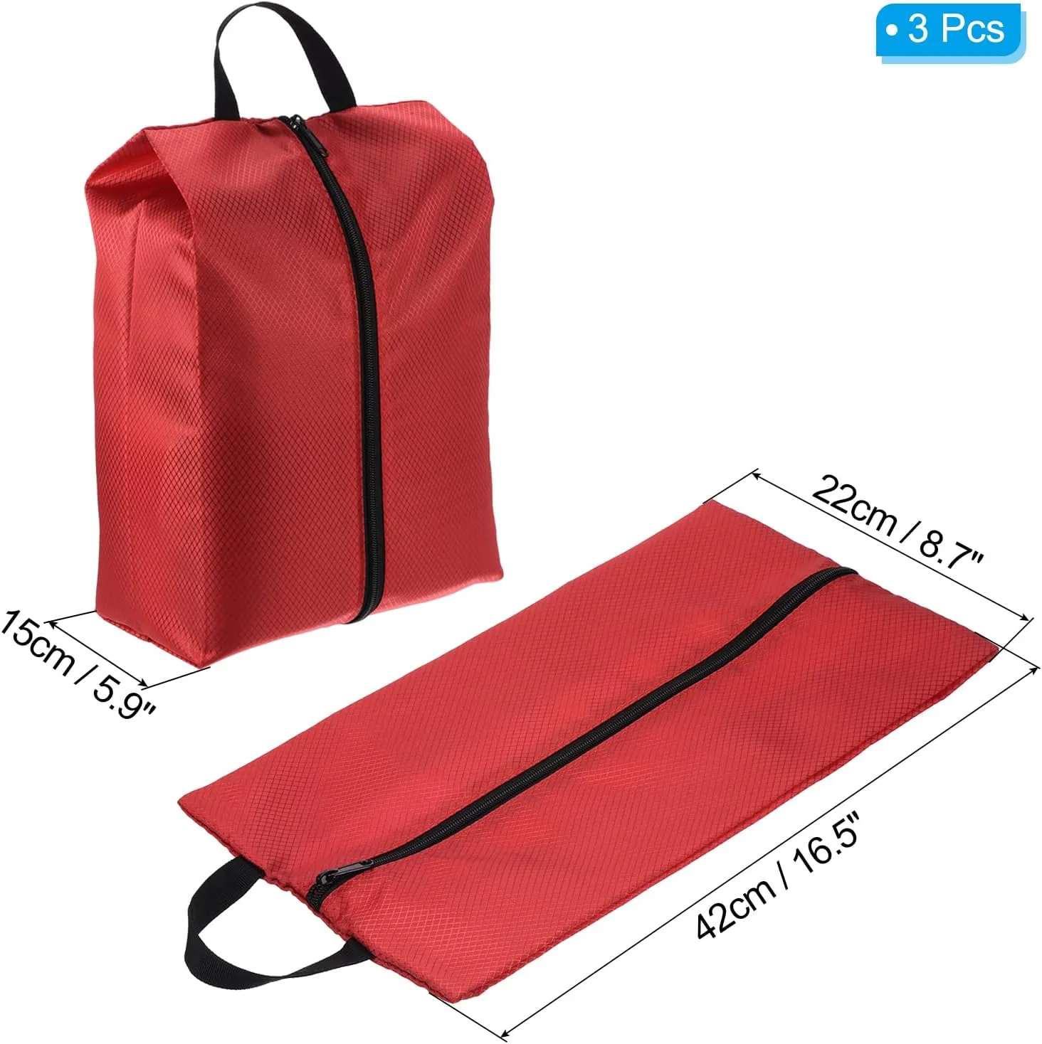 PATIKIL Shoe Bags for Travel, 3 Pack Portable Nylon Shoe Bag with Zipper Waterproof Shoe Storage Organizer for Travel Outdoor, Red
