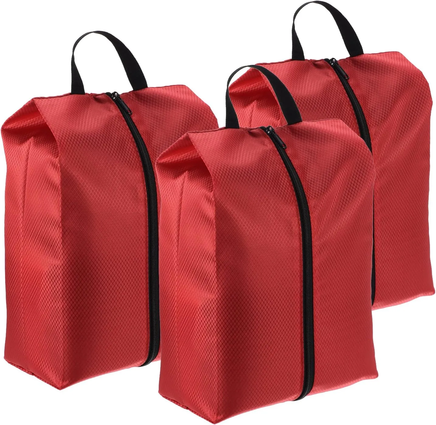PATIKIL Shoe Bags for Travel, 3 Pack Portable Nylon Shoe Bag with Zipper Waterproof Shoe Storage Organizer for Travel Outdoor, Red