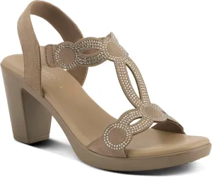 PATRIZIA Women's ILLARA Slip-On T-Strap Heels - Crystal Embellished, Elastic Goring, Cushioned Comfort
