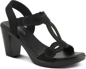 PATRIZIA Women's ILLARA Slip-On T-Strap Heels - Crystal Embellished, Elastic Goring, Cushioned Comfort