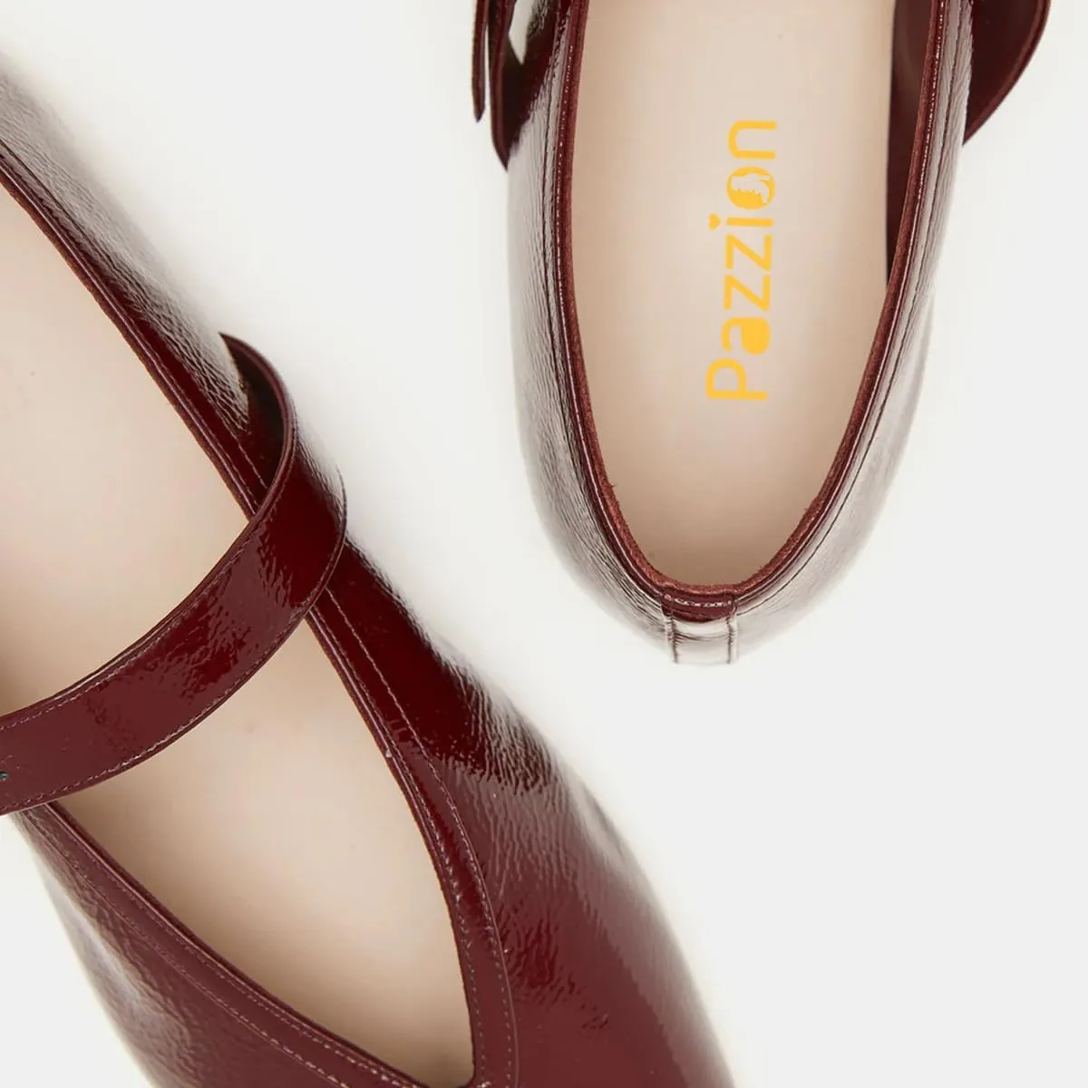 Pazzion Women's Cute Easy Buckle Strap Mary Jane Flats Closed Rounded Toe V Cut Flat Shoes for School Ballroom Dress Size 4-16 US