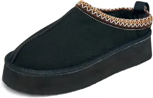 PepStep Womens Slippers Platform Mini Ankle Boots,Vegan Suede Upper,Warmly Cozy Fuzzy Fur-Lined Sneaker Shoes for Out Door