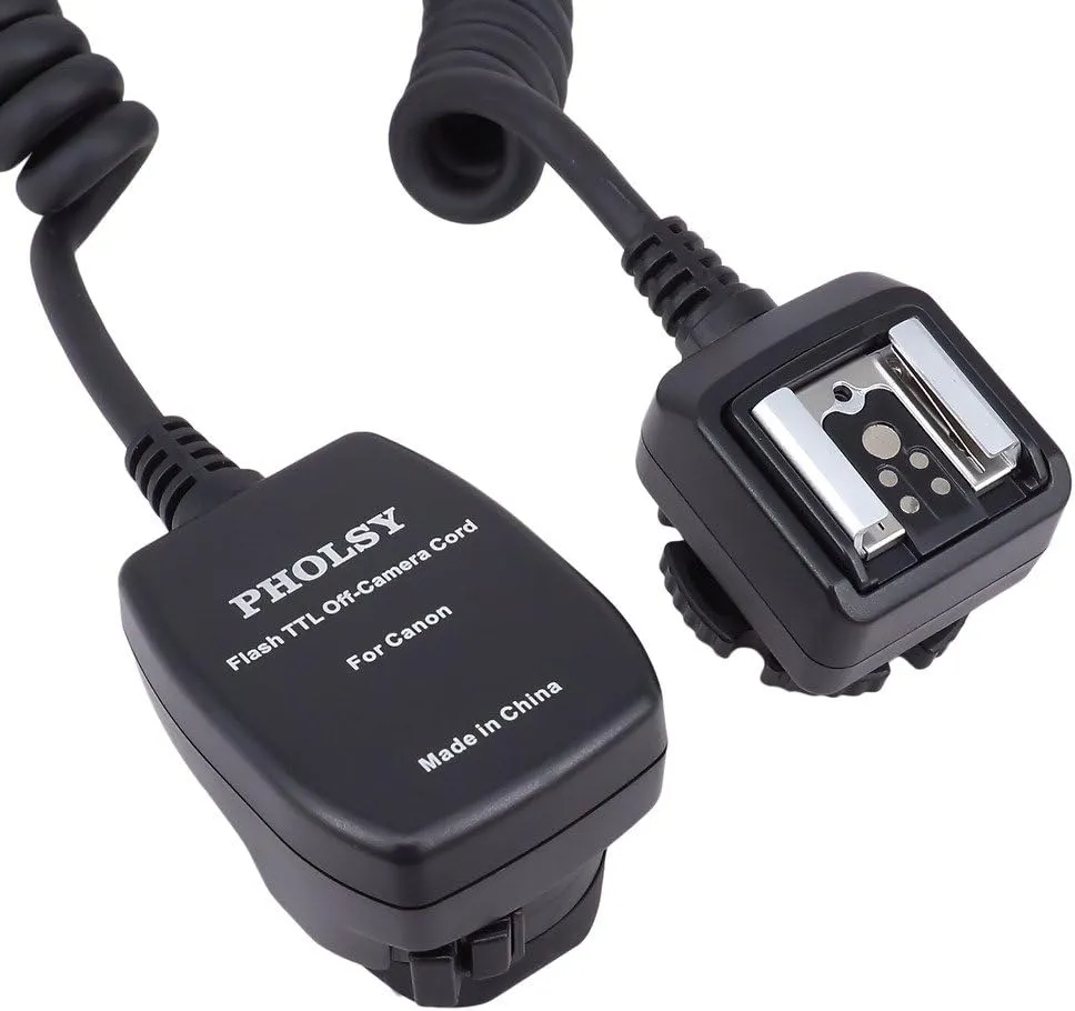 PHOLSY 6.5' / 2 m E-TTL Off Camera Flash Speedlite Sync Cord Hot Shoe Cord Compatible with Canon T8i, T7i, T6, T6i, T6s, T5, T5i, SL3, 90D, 80D, 77D, 70D, 7D, 6D, 5D, M3, M5, M6 etc, Replaces OC-E3