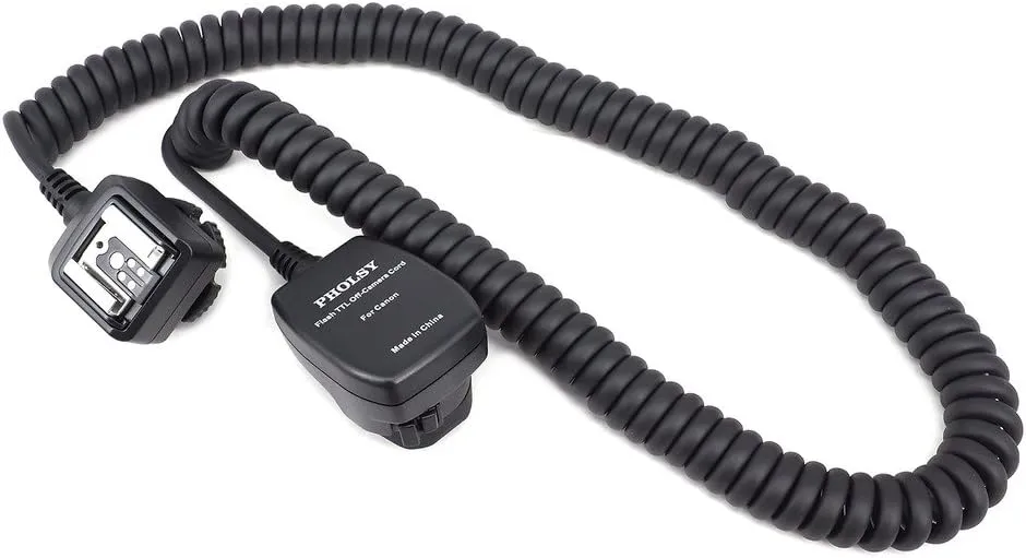 PHOLSY 6.5' / 2 m E-TTL Off Camera Flash Speedlite Sync Cord Hot Shoe Cord Compatible with Canon T8i, T7i, T6, T6i, T6s, T5, T5i, SL3, 90D, 80D, 77D, 70D, 7D, 6D, 5D, M3, M5, M6 etc, Replaces OC-E3