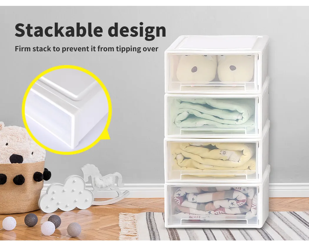 Plastic Storage Drawers Stackable Containers Box Wardrobe Clothes Organiser - Small