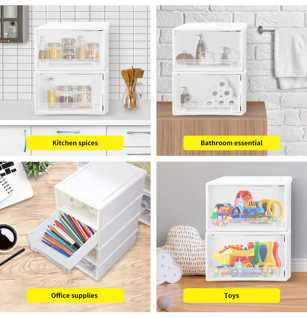 Plastic Storage Drawers Stackable Containers Box Wardrobe Clothes Organiser - Small
